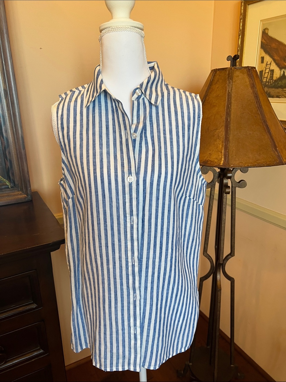 Tommy Bahama Striped Linen Shirt S/P EUC
